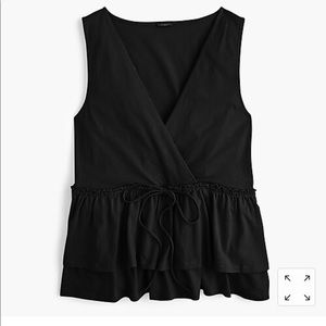J. Crew Tie-Waist Black Peplum Tank Top XS